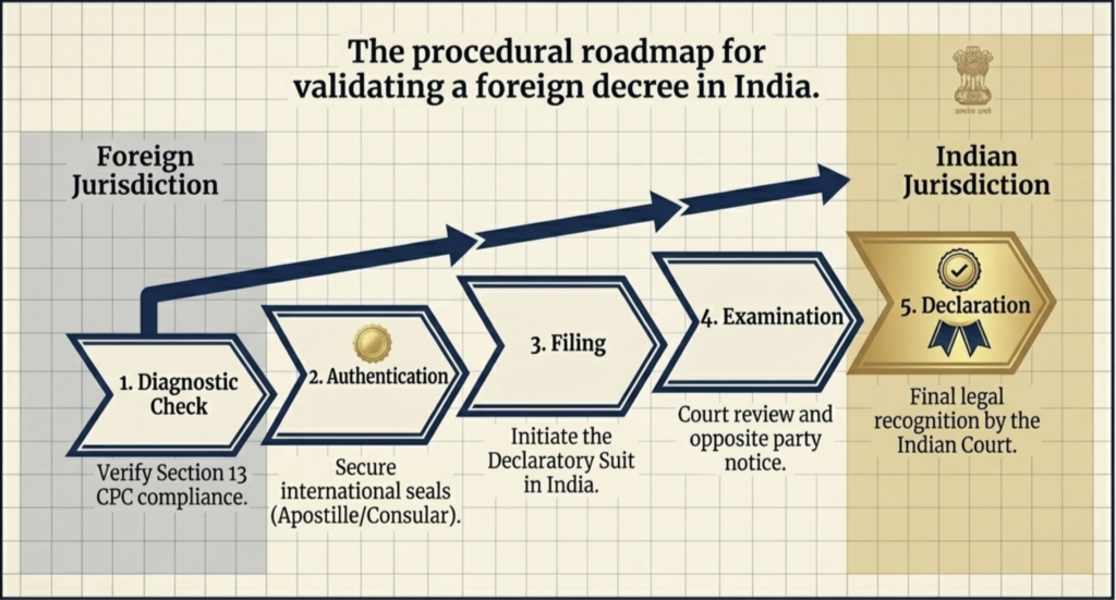 The procedure of validating a foreign decree in India